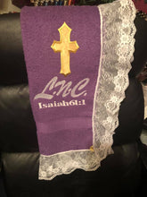 Load image into Gallery viewer, Monogram Ladies Towel with Lace
